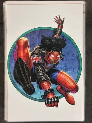 Spider-Man Comic Variant Cover White Background Union Jack Jacket Collectible - Image 1