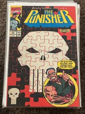 Marvel Comics The Punisher #38 1990 Jigsaw Puzzle Cover VF Comic Book Bagged - Image 1