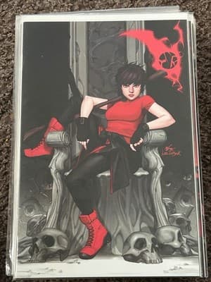 Grim #3 Virgin Variant Cover Lee Inhyuk Female Throne Red Boots Skulls - Image 1