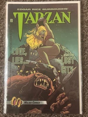 Tarzan Malibu Comics Issue 2 Edgar Rice Burroughs Love Lies Lost City Comic - Image 1