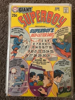 DC Superboy Giant No 165 June Superboy's Red-Letter Days 25c Vintage Comic - Image 1