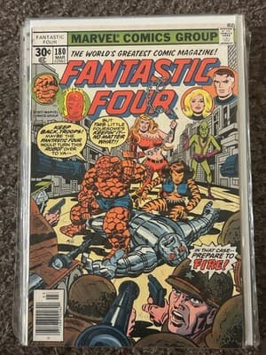 Marvel Fantastic Four #180 1977 Comic Book 30c Thing Human Torch Sue Storm - Image 1