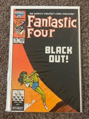 Marvel Fantastic Four 293 Comic Book Aug 75c Black Out She-Hulk Cover Bagged - Image 1