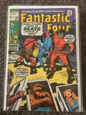 Marvel Fantastic Four Comic Book Issue 101 Aug Vintage Boarded Collectible - Image 1
