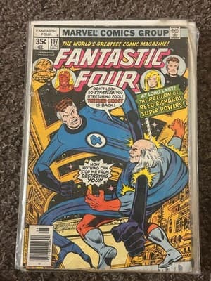 Marvel Fantastic Four Comic Book #197 Aug 1978 35c Vintage Superhero Cover - Image 1