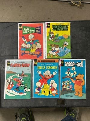 Walt Disney Whitman Comic Book Lot 5 Donald Duck Uncle Scrooge Huey Super Goof - Image 1