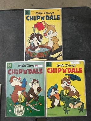 Walt Disney Chip N Dale Comic Lot Dell 3 Vintage 10c Cartoon Comics Collectors - Image 1