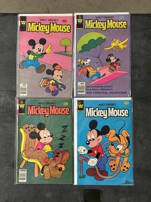 Walt Disney Mickey Mouse Comic Lot 4 Whitman Issues 205 206 218 Vintage 40c 60c - Image 1