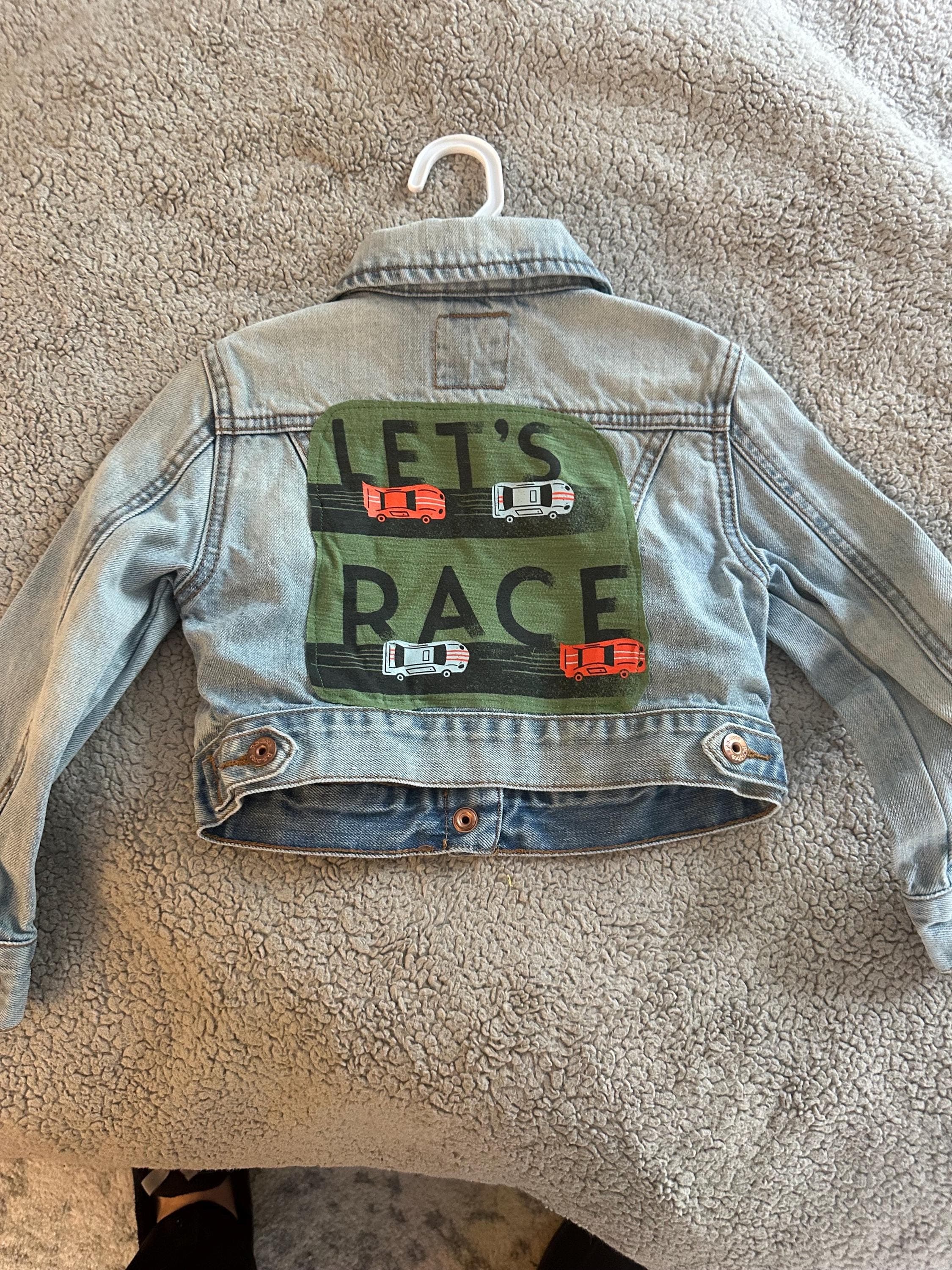 Demin jacket with let’s race on the back - Image 1