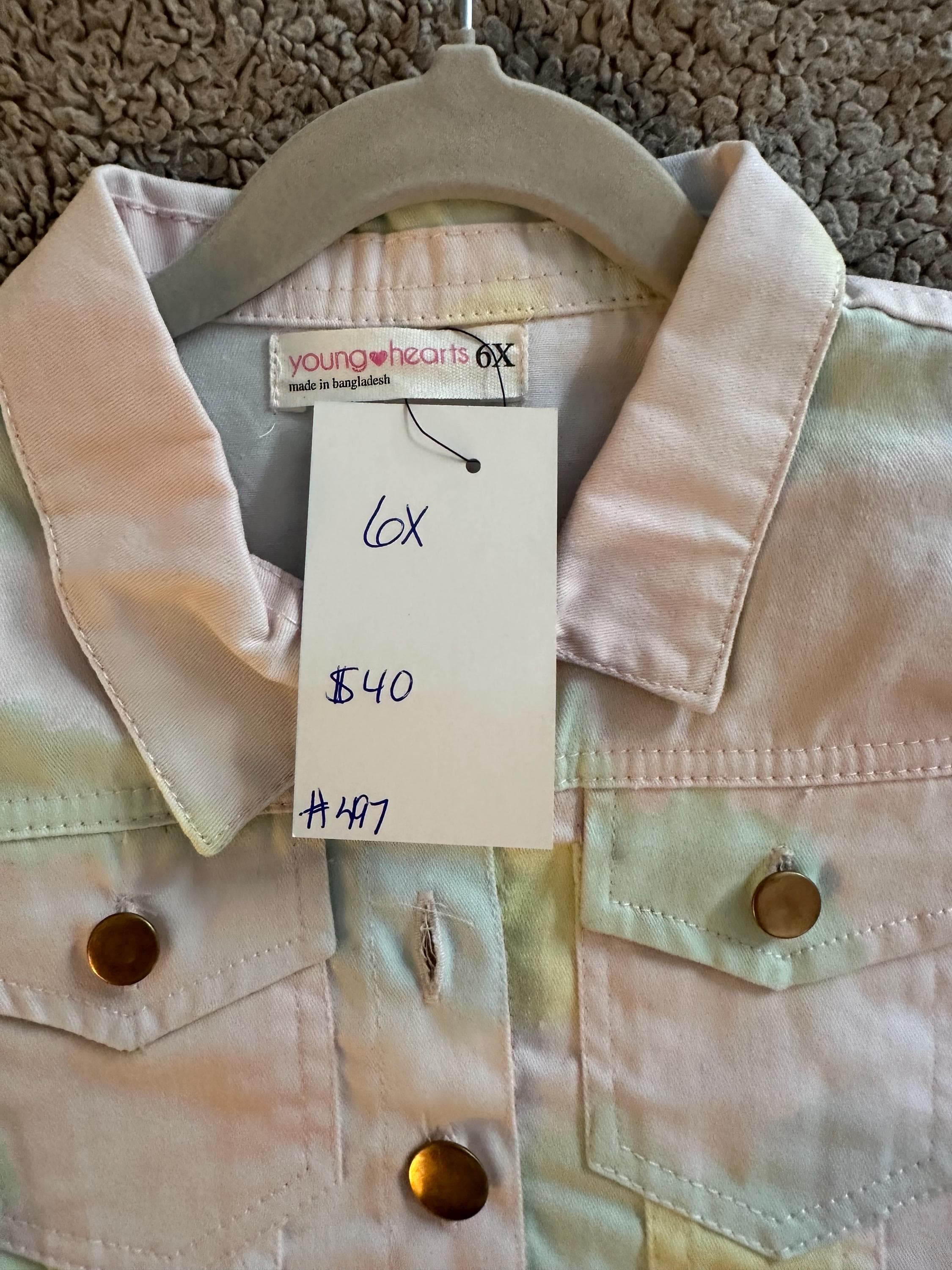 Pink anchor on tie dye denim jacket - Thumbnail 3