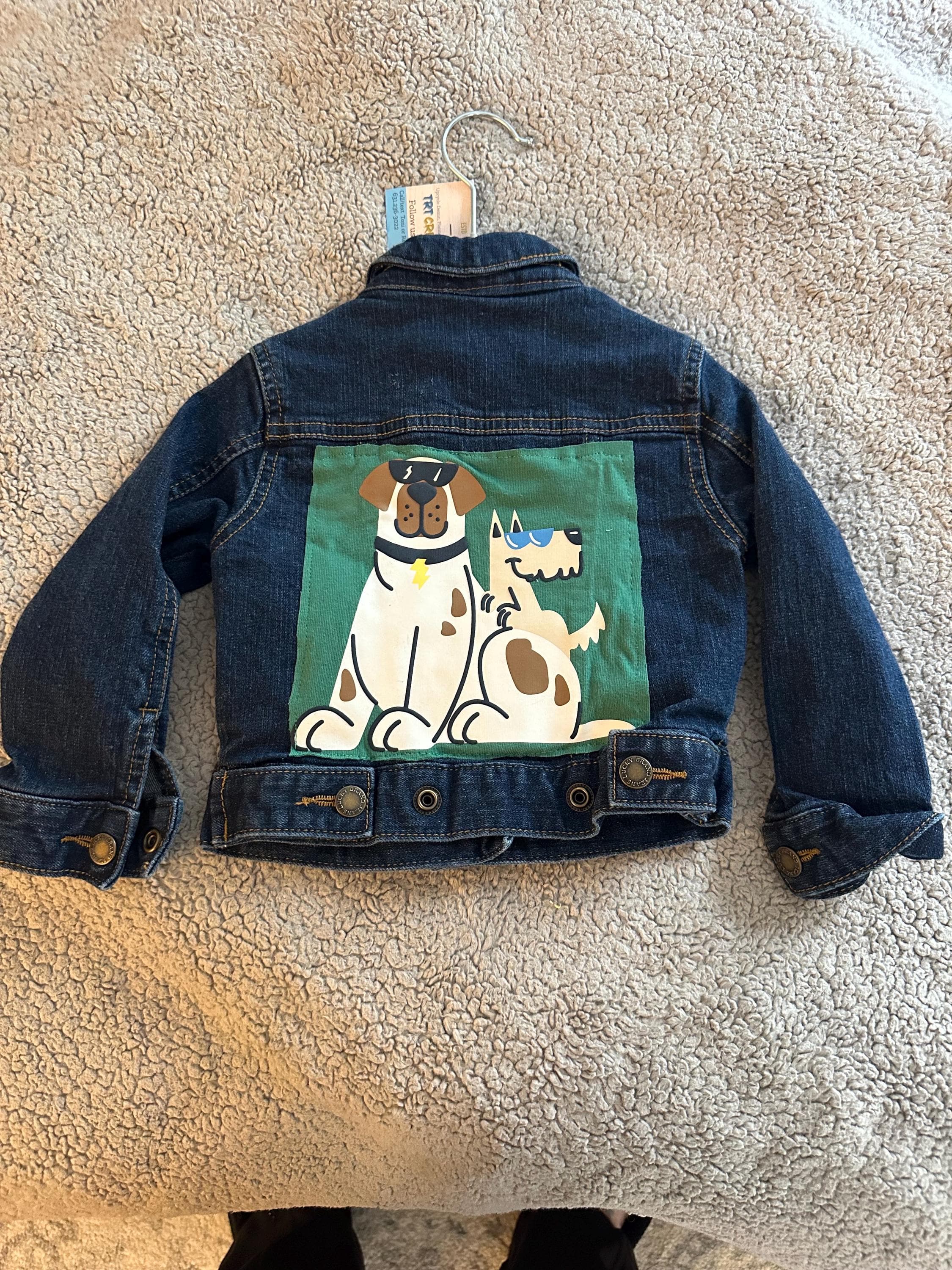 Denim jacket with dogs on the back - Image 1