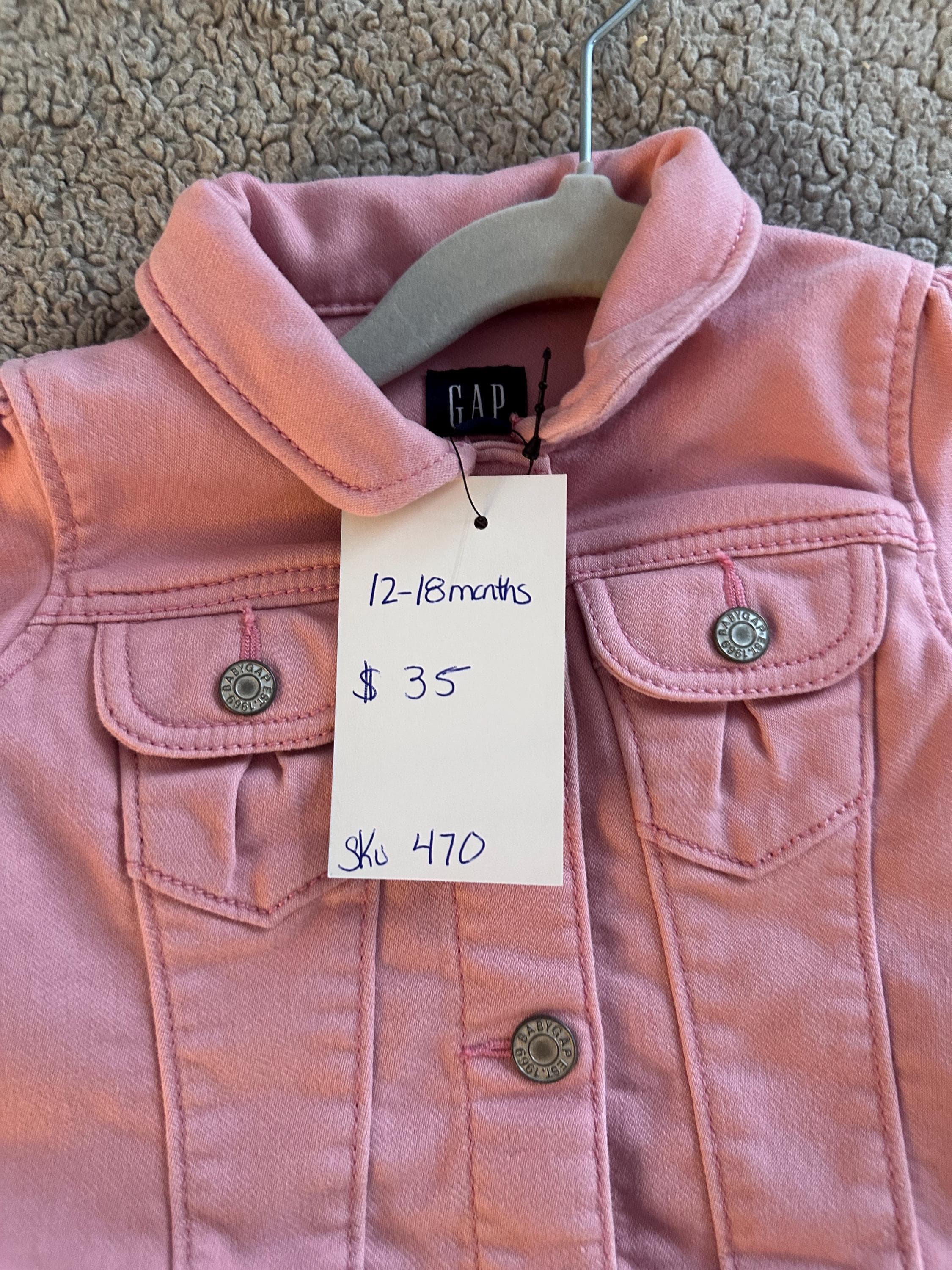 Pink denim jacket with pink butterflies on the back - Thumbnail 3