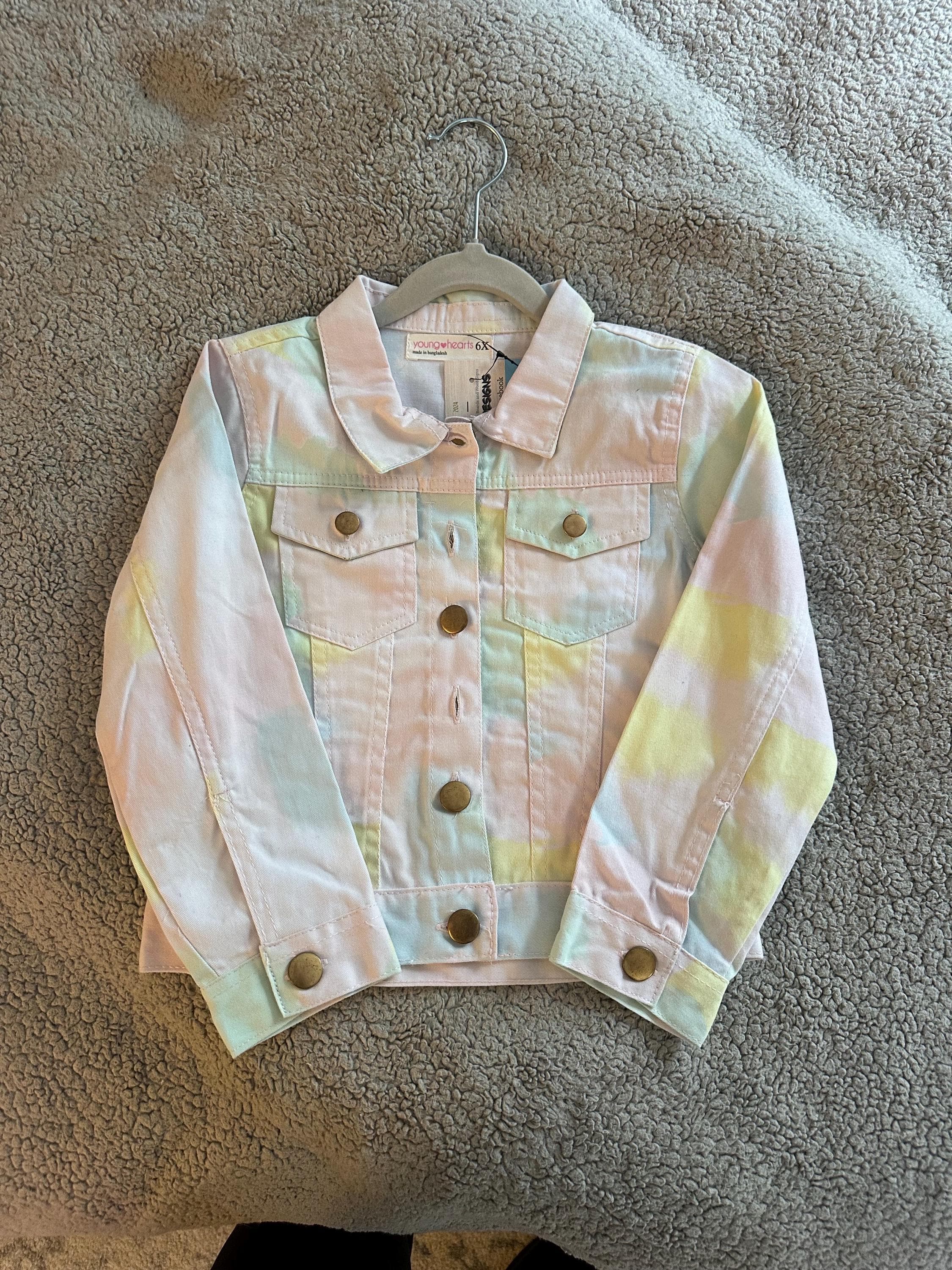 Pink anchor on tie dye denim jacket - Thumbnail 2