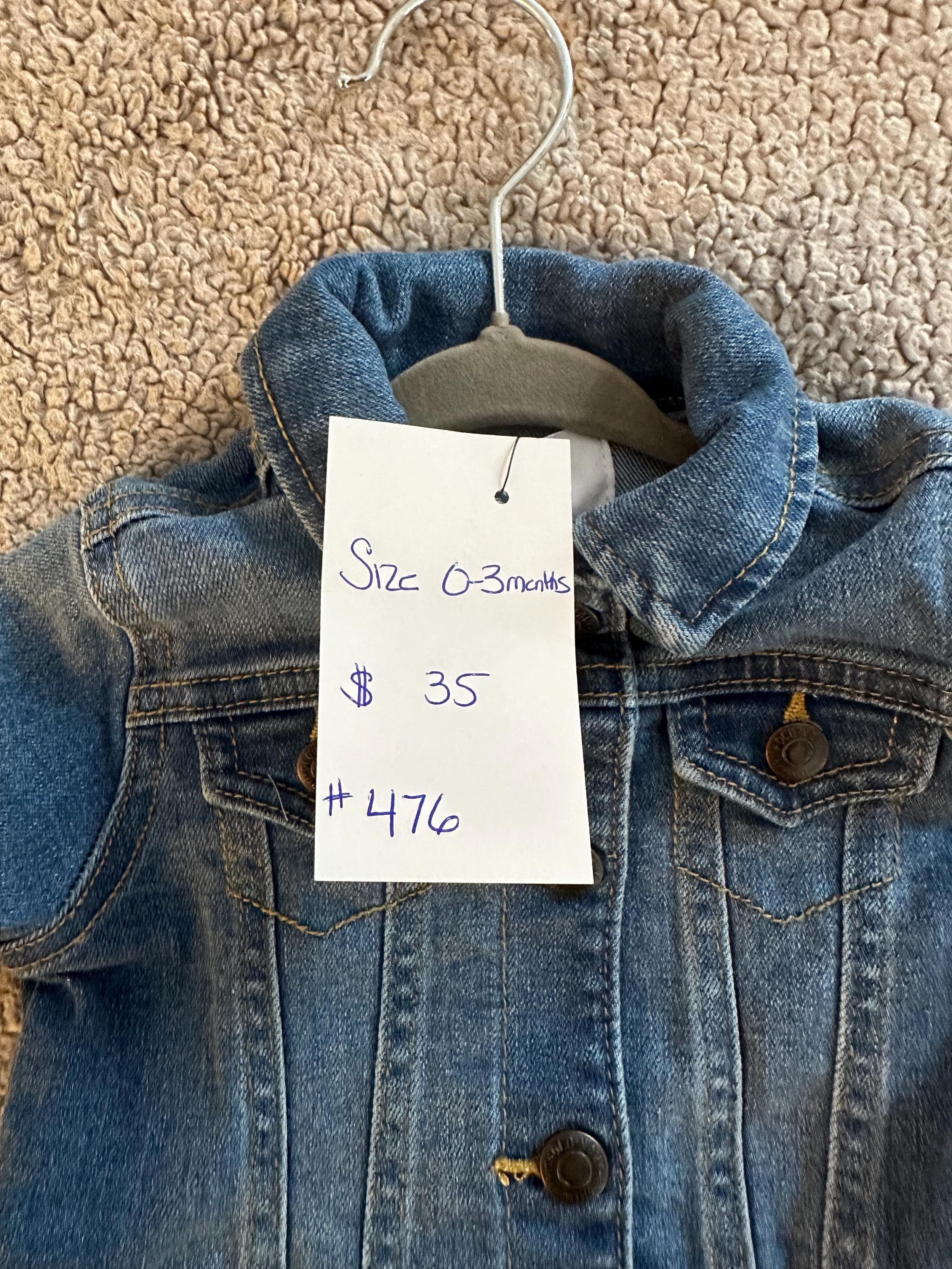 Denim jacket with awesome little dude shark on the back - Thumbnail 3