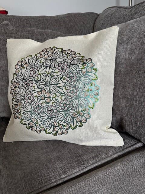 Handmade Metallic Green Mandala Rhinestone Pillow Cover – Shimmering Home Decor - Thumbnail 5