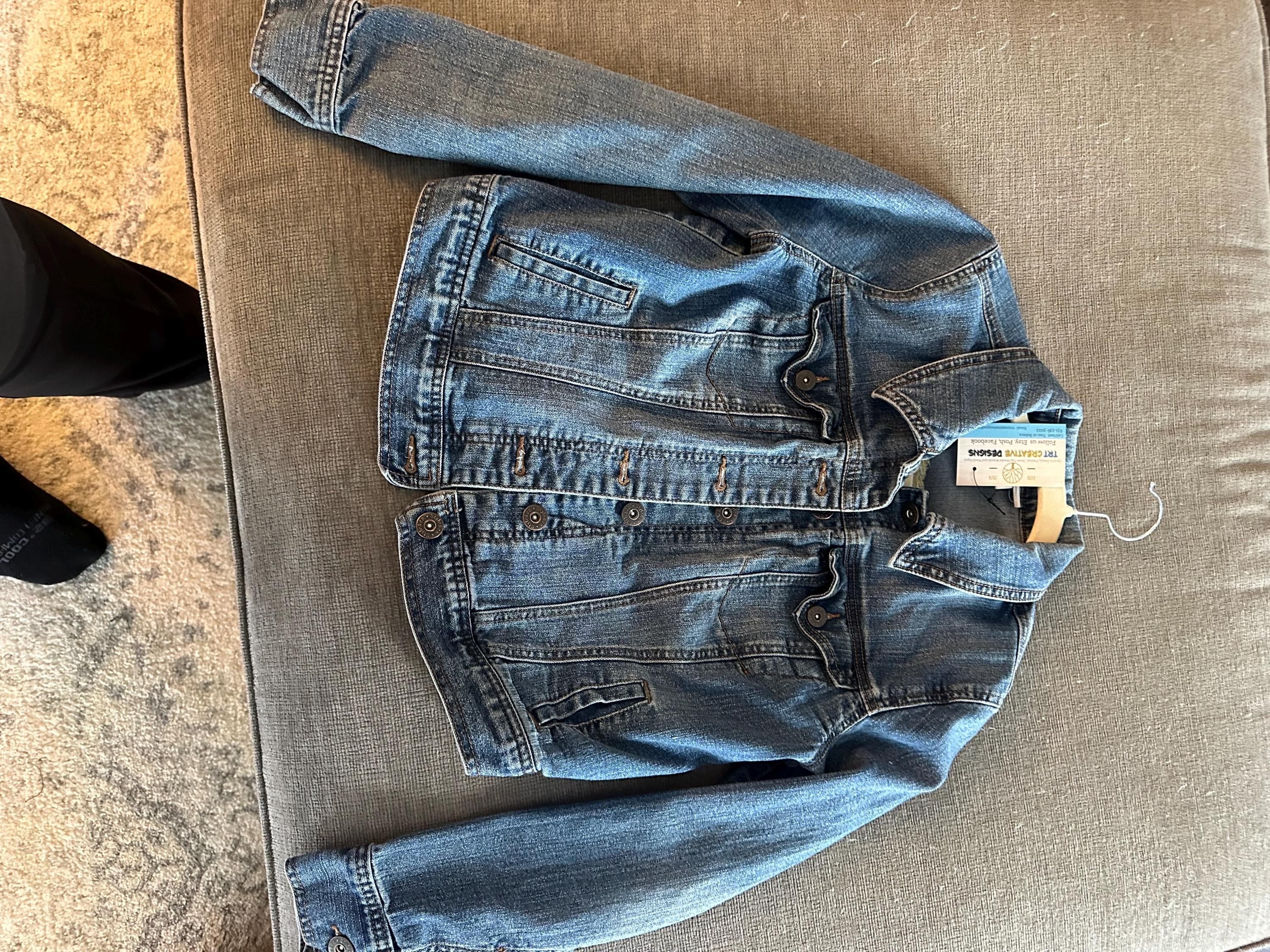 Denim jacket with quilted back velvet - Thumbnail 3