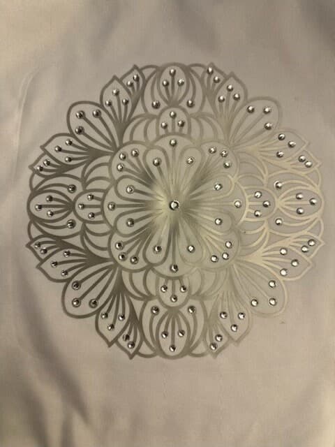 Silver Mandala Rhinestone Throw Pillow Cover - 15"x15" - One-of-a-Kind Home Decor - Image 1