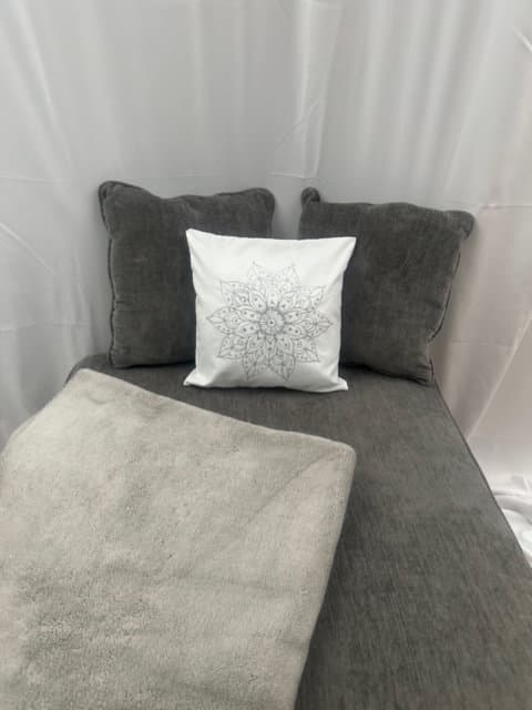 Silver Glitter Mandala Rhinestone Throw Pillow Cover - 15"x15" - One-of-a-Kind Home Decor - Thumbnail 3