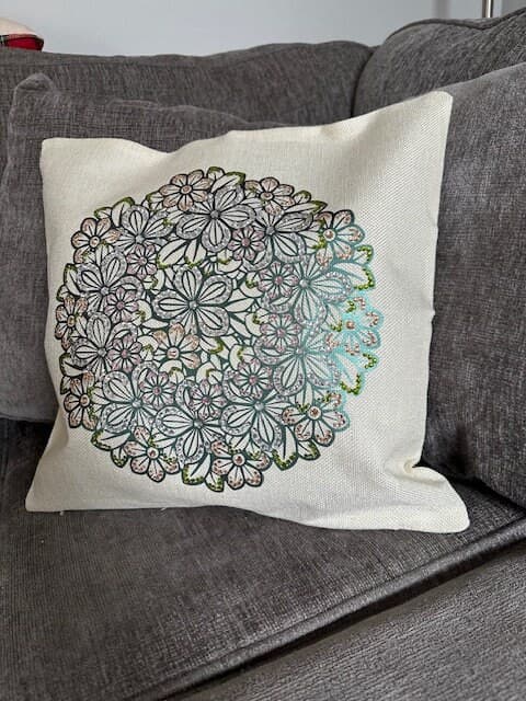 Handmade Metallic Green Mandala Rhinestone Pillow Cover – Shimmering Home Decor - Thumbnail 4