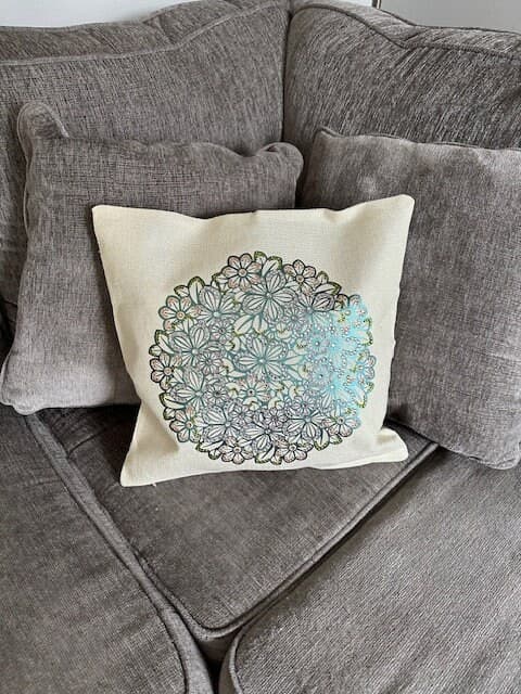 Handmade Metallic Green Mandala Rhinestone Pillow Cover – Shimmering Home Decor - Thumbnail 2