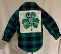 Toddler St. Patrick's Day Plaid Flannel Shirt – Wee Little Hooligan, Size 2T - Image 1