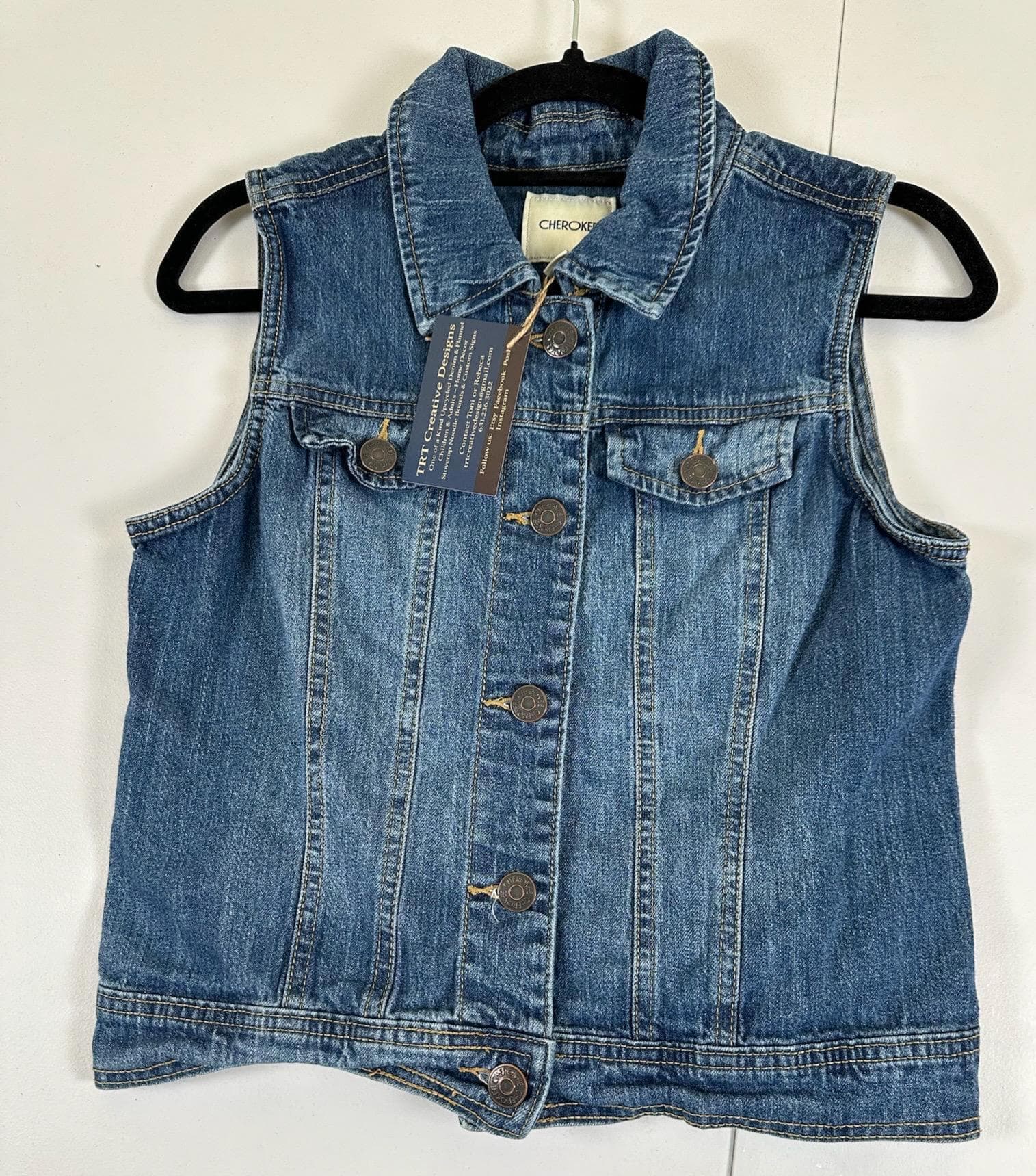 Upcycled Denim Vest | Patriotic American Girl, Youth Size 10/12 - Thumbnail 2