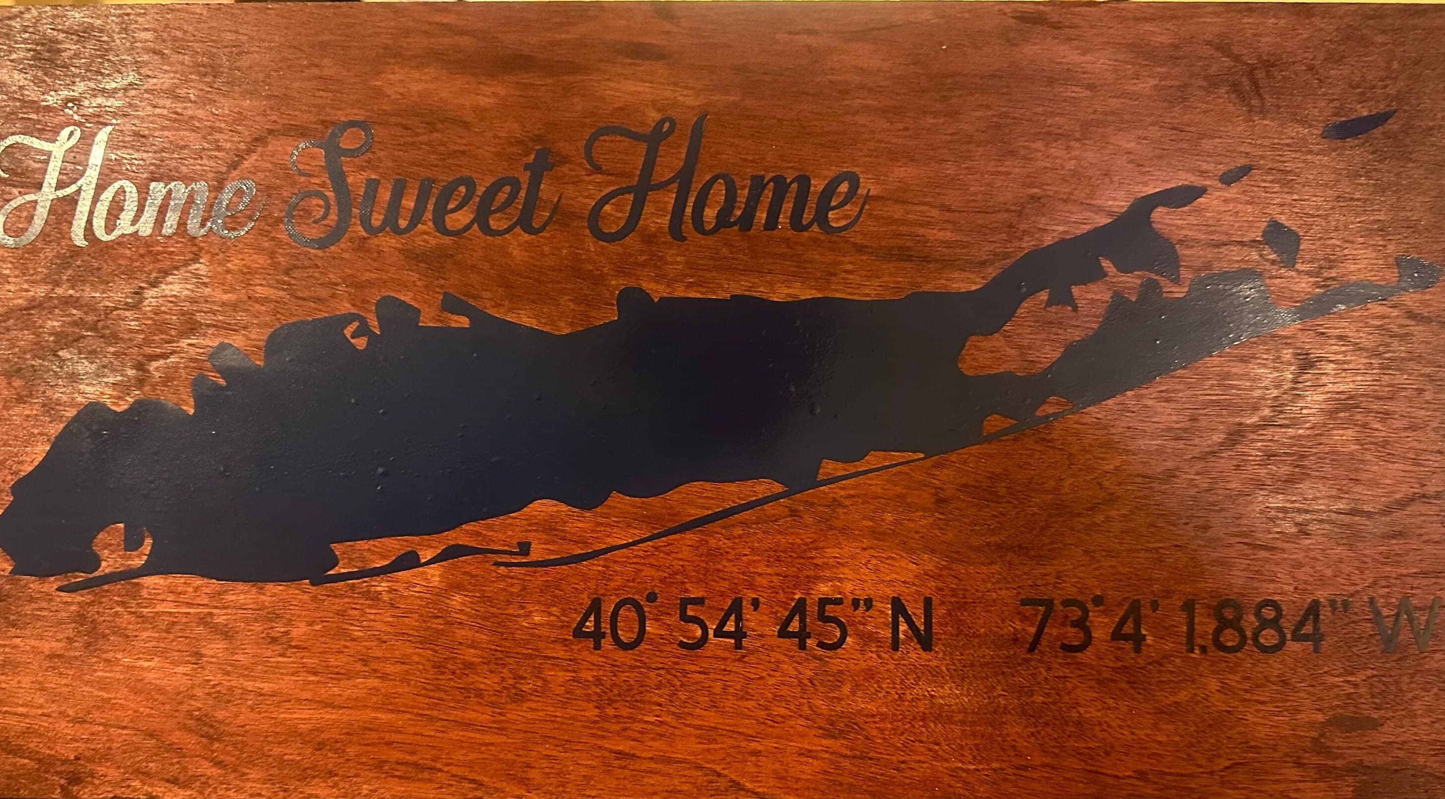 Personalized Long Island Wood Sign - Rustic Home Sweet Home Decor - Image 1