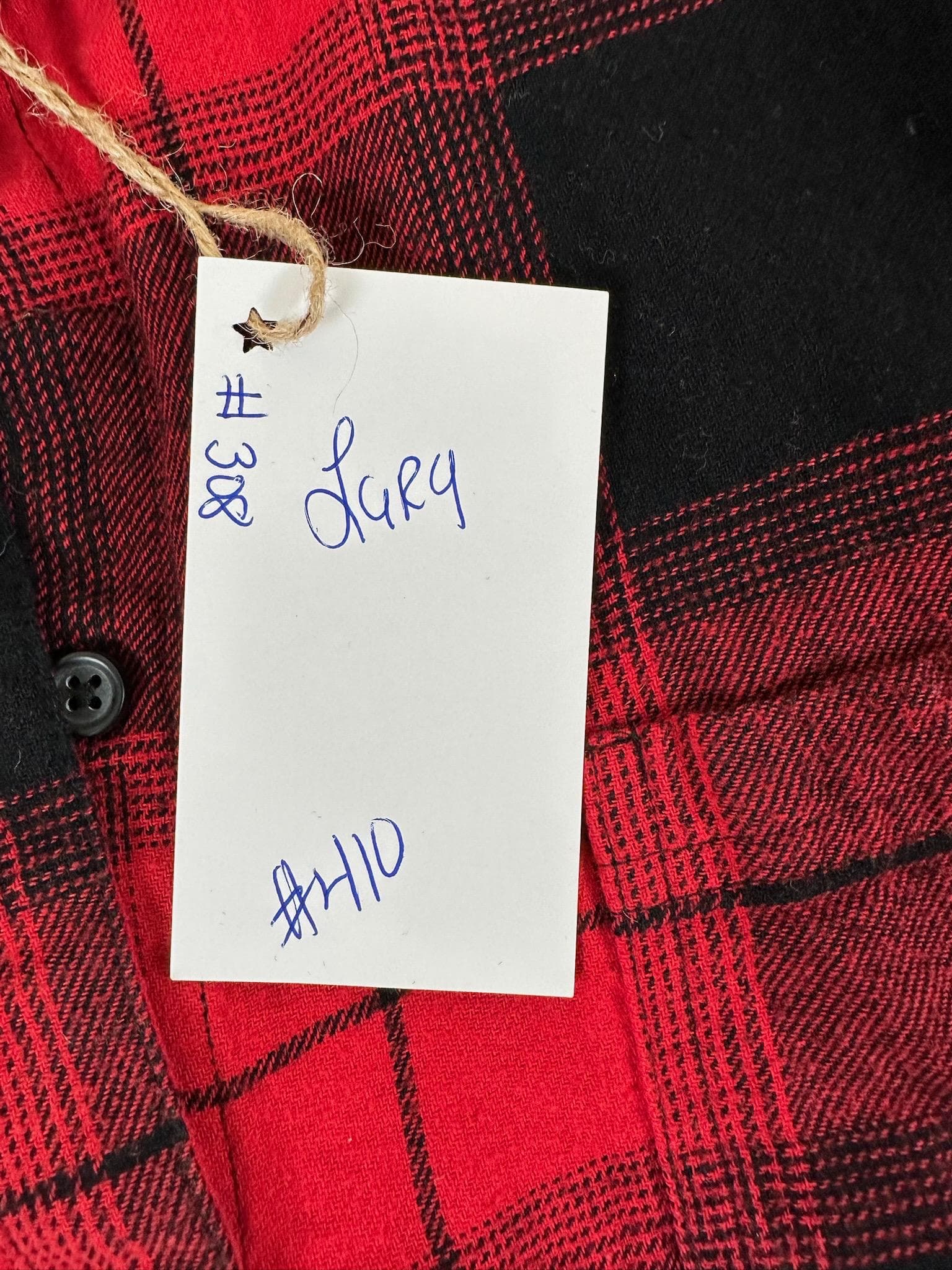 AC/DC Flannel Shirt Youth L | Upcycled Red Black Plaid, Rock Band Tee - Thumbnail 3