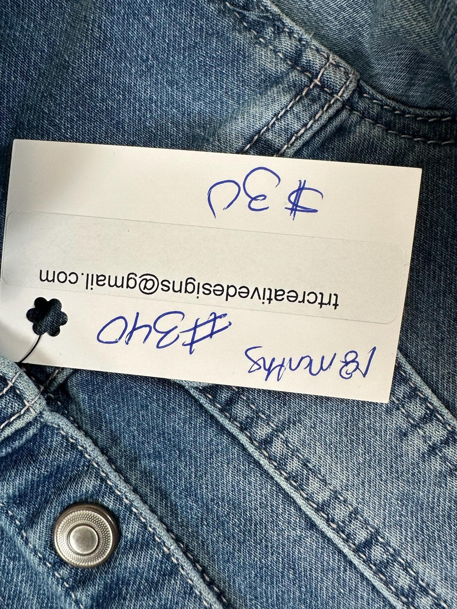 NY Giants Denim Jacket – Kids Football Outfit, 18-Month Jean Jacket - Thumbnail 2