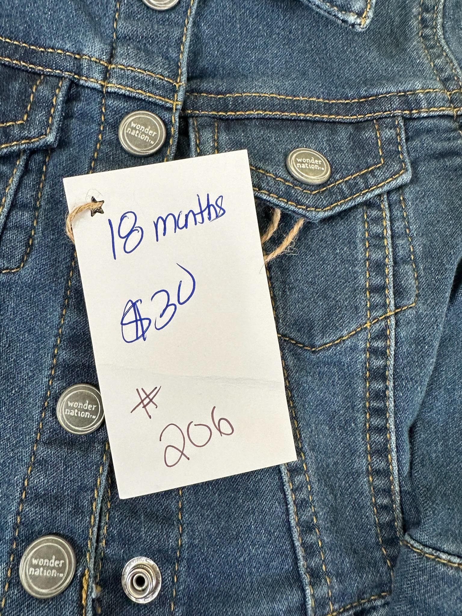 Baby Girl Denim Jacket – Valentine Candy Heart, Rainbow Love, 18 Months - Thumbnail 3