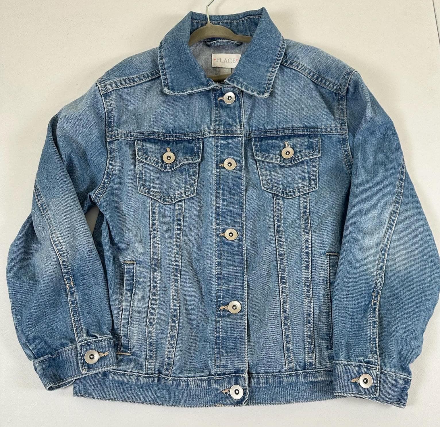Marvel Denim Jacket Youth 7/8 | Upcycled Kids Jean Jacket | Children’s Place Superhero Jacket - Thumbnail 2