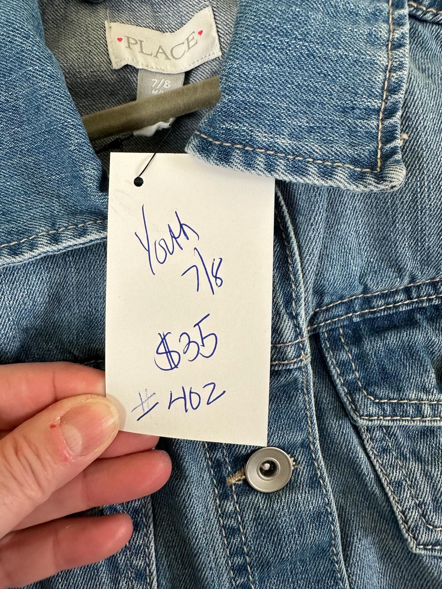 Marvel Denim Jacket Youth 7/8 | Upcycled Kids Jean Jacket | Children’s Place Superhero Jacket - Thumbnail 3