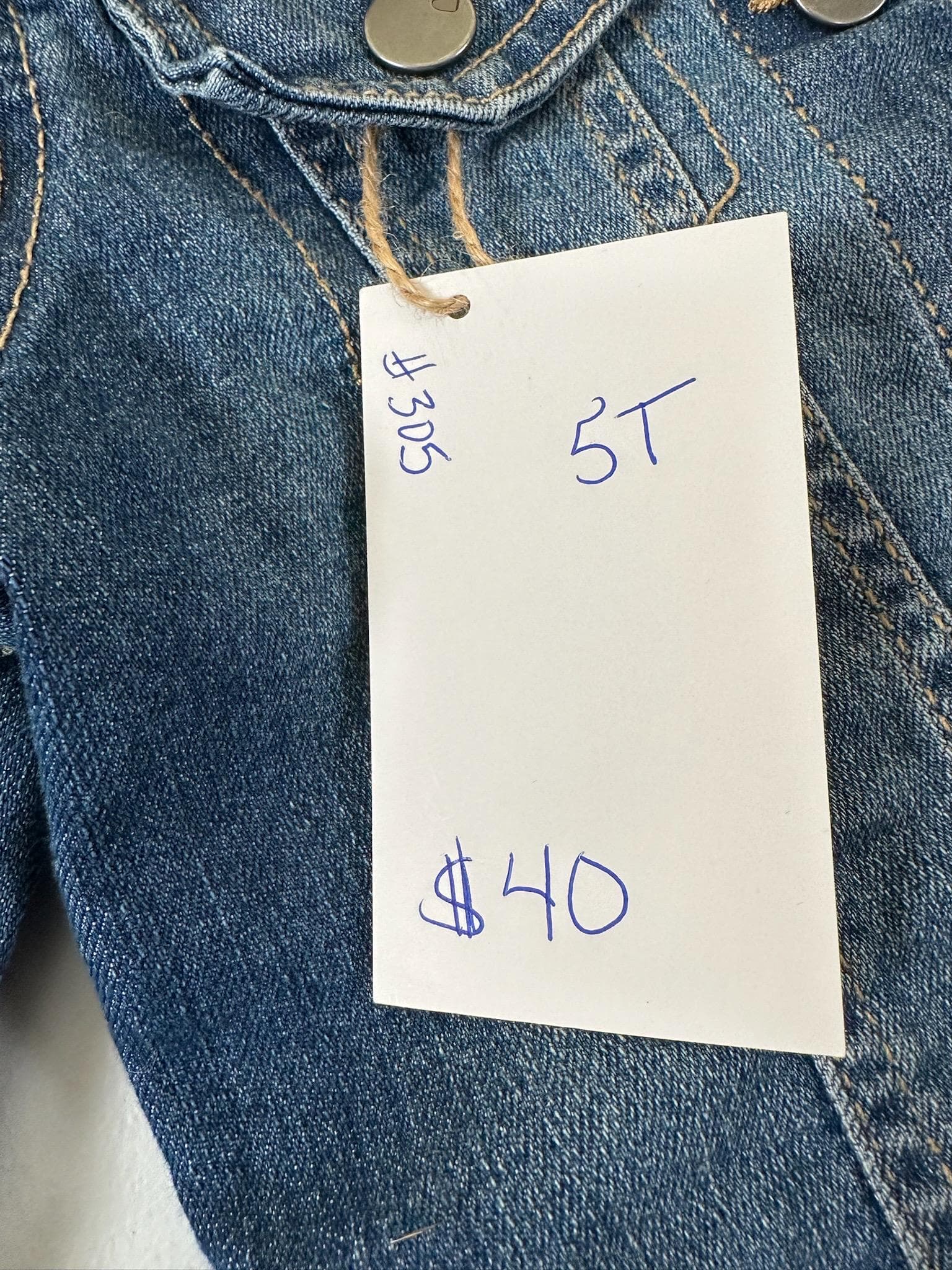 Upcycled Toddler Denim Jacket 5T – Handmade Floral Inset - Thumbnail 3