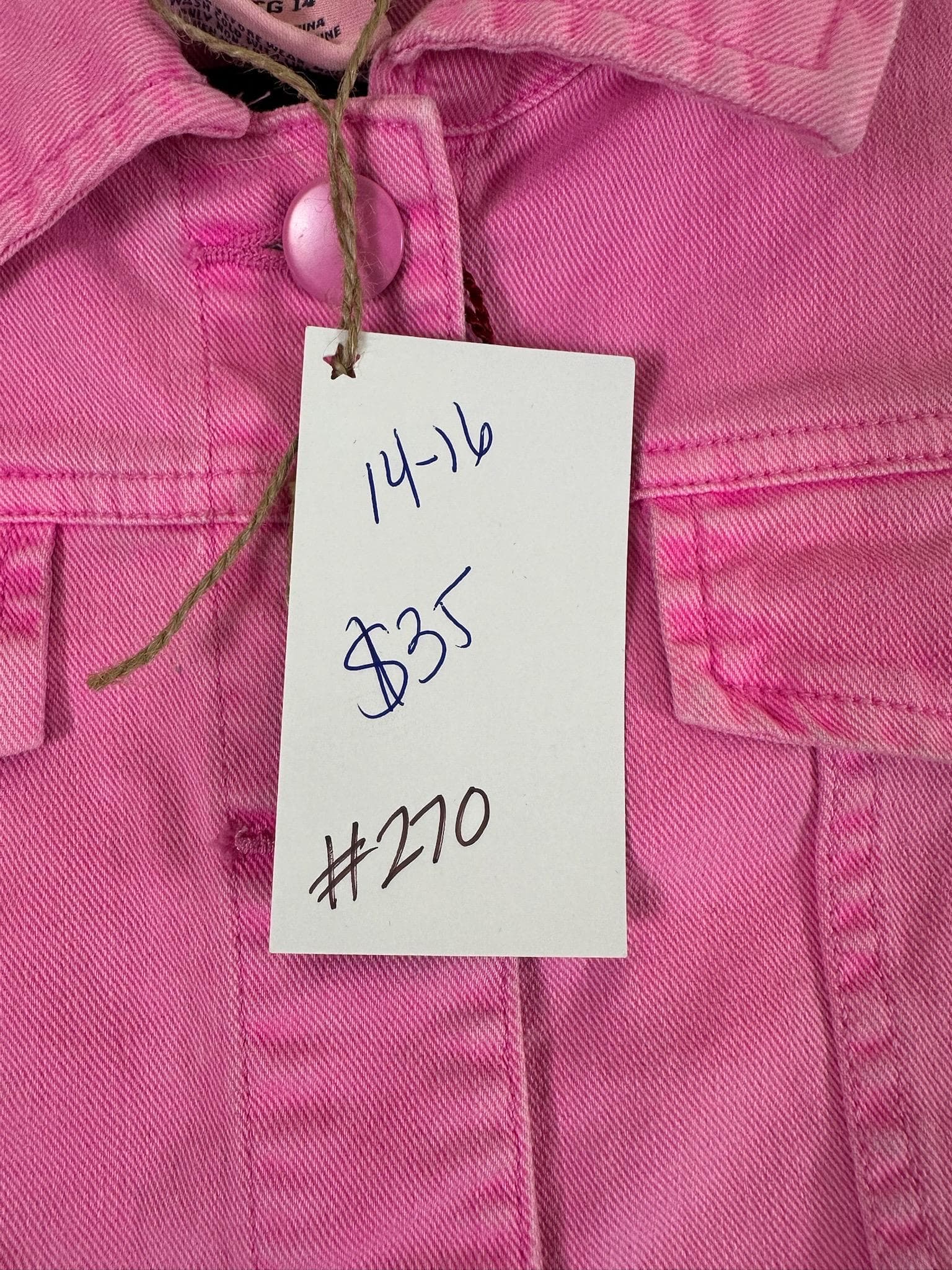 Girls Pink Denim Jacket (Youth 14/16) | Floral Truck, Cottagecore Style - Thumbnail 3