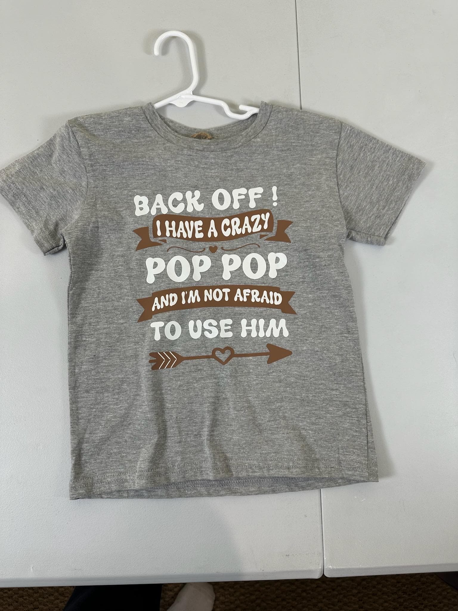 Funny Toddler Shirt 4T – Back Off I Have a Crazy Pop Pop | Kids Graphic Tee - Image 1