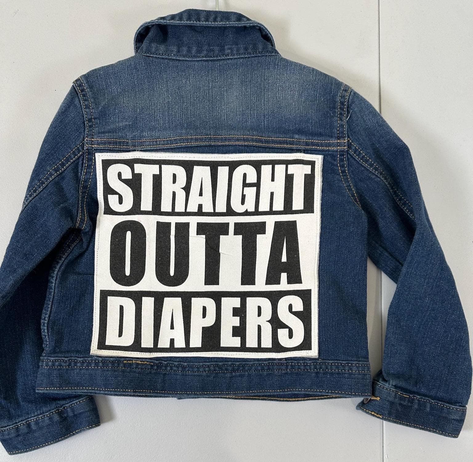 Straight Outta Diapers Jacket | 4T Toddler Denim Jacket Funny Baby Gift