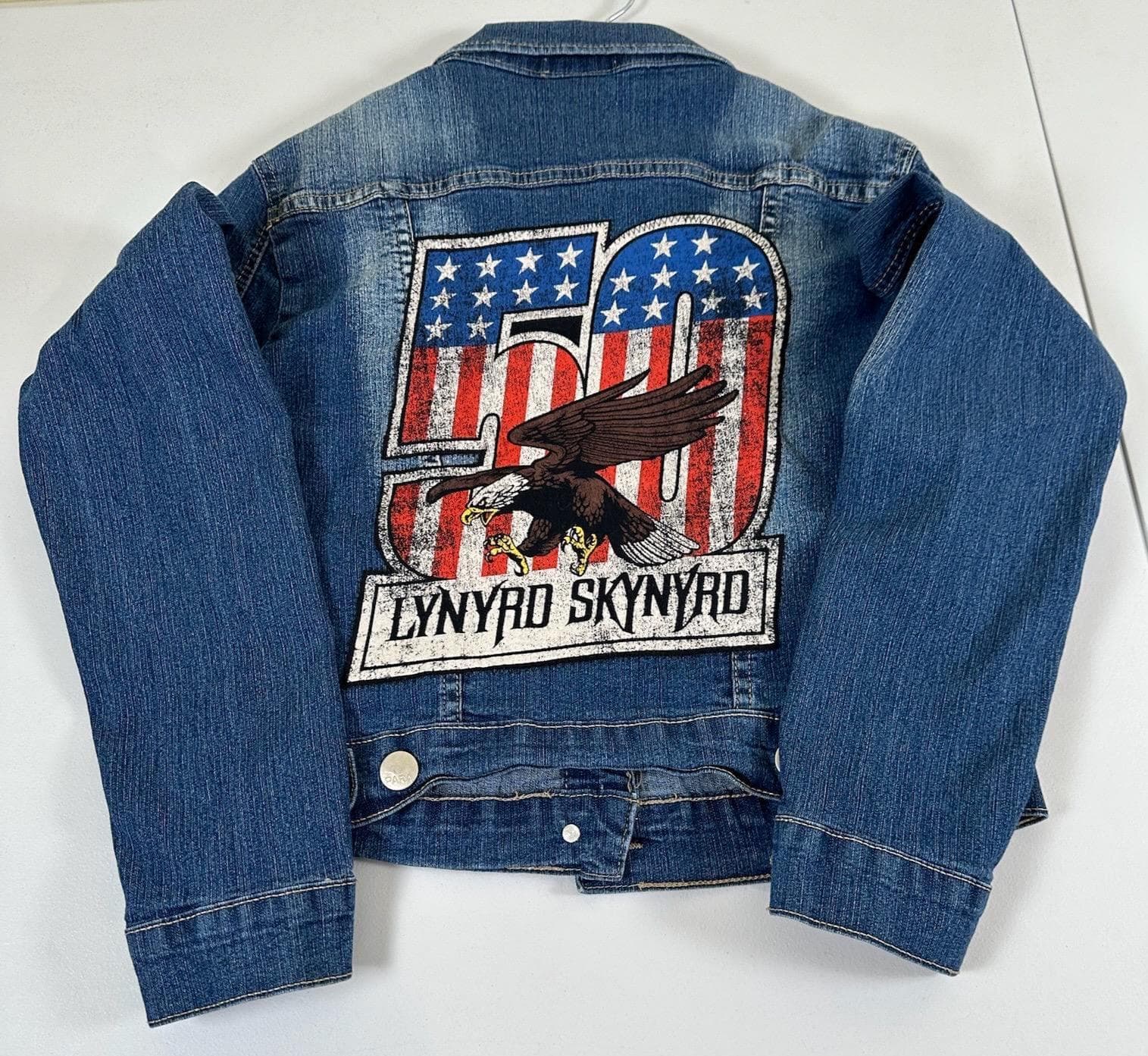 Lynyrd Skynyrd Denim Jacket | Youth Large Upcycled Rock Band Jean Jacket