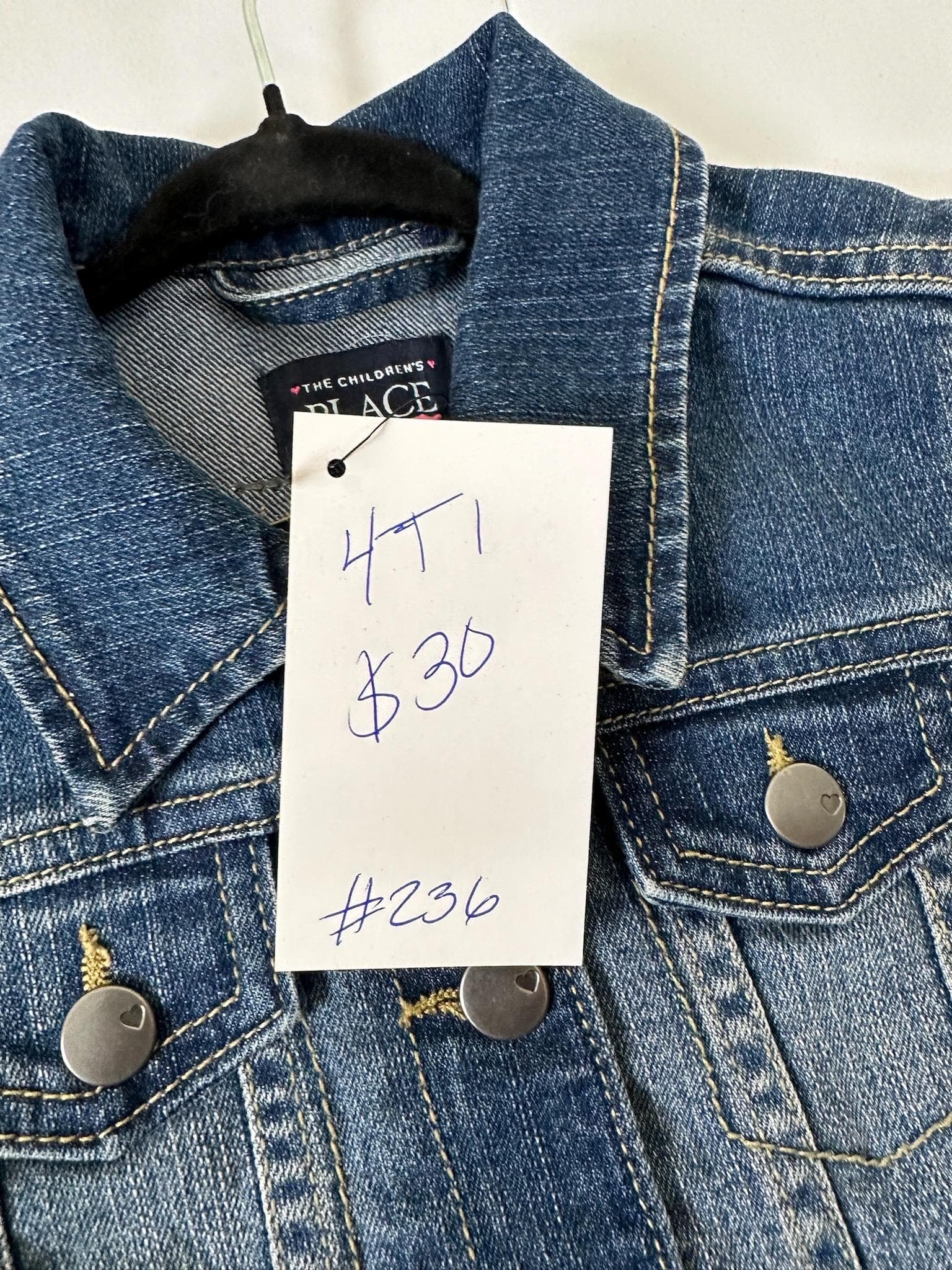 Upcycled Toddler Denim Jacket 4T – Sequin French Bulldog | One of a Kind Kids Jean Jacket - Thumbnail 3