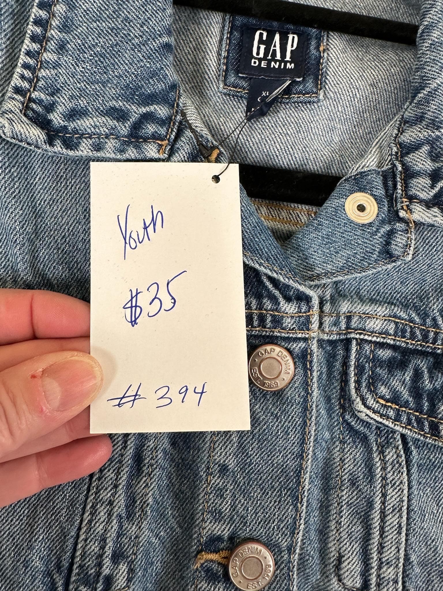 Upcycled NY Jets Kids Denim Jacket | Youth Size 12, Football Fan - Thumbnail 3