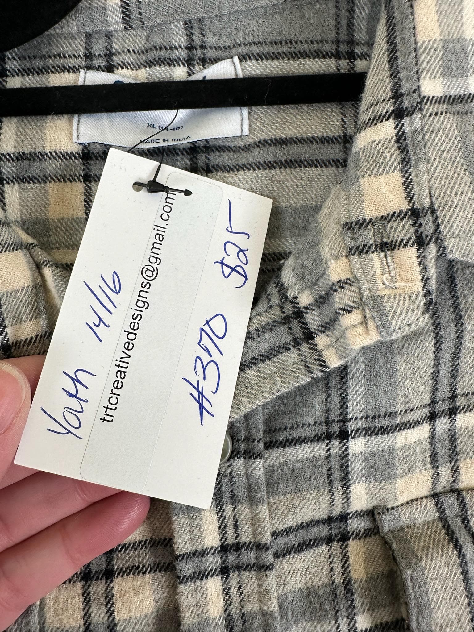 Youth Sports Flannel Shirt 14/16 | Old Navy Button-Down | Soccer Football Baseball Basketball Shirt - Thumbnail 3