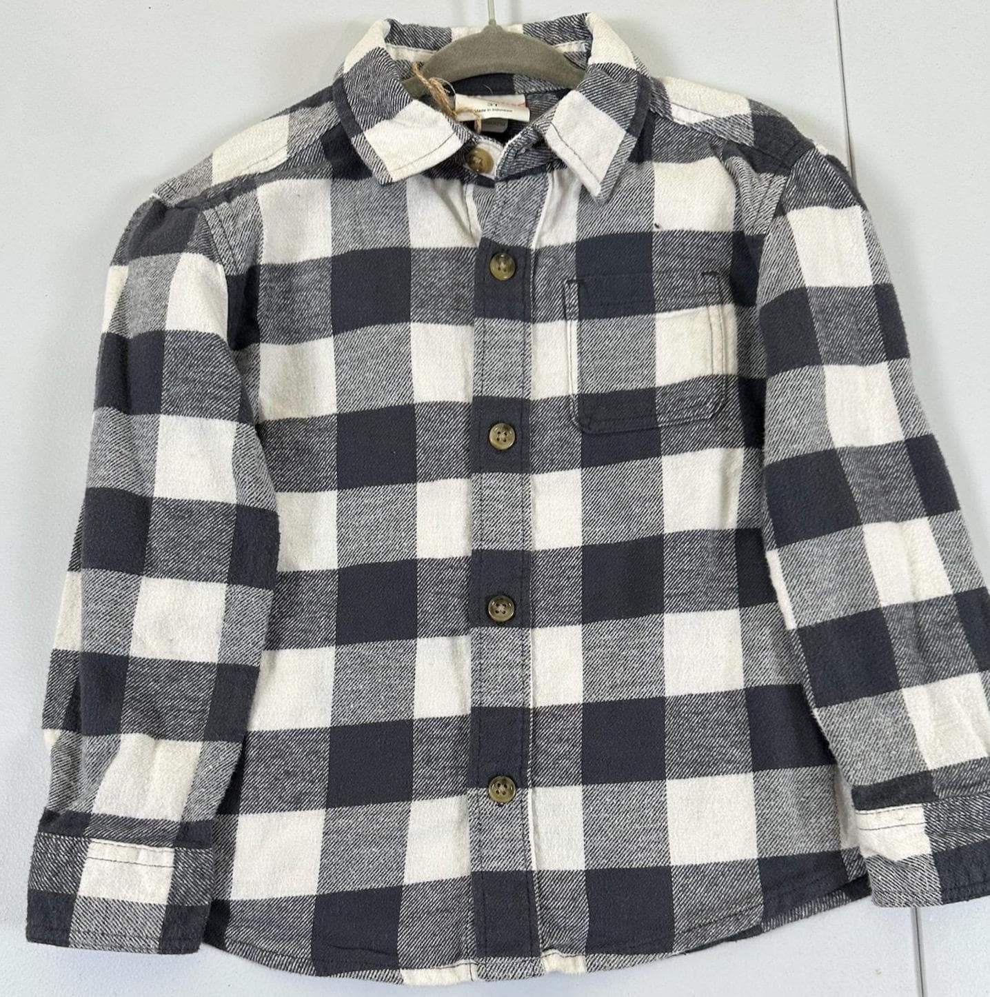 Toddler Excavator Flannel Shirt – Buffalo Plaid Construction Outfit, 3T - Thumbnail 2
