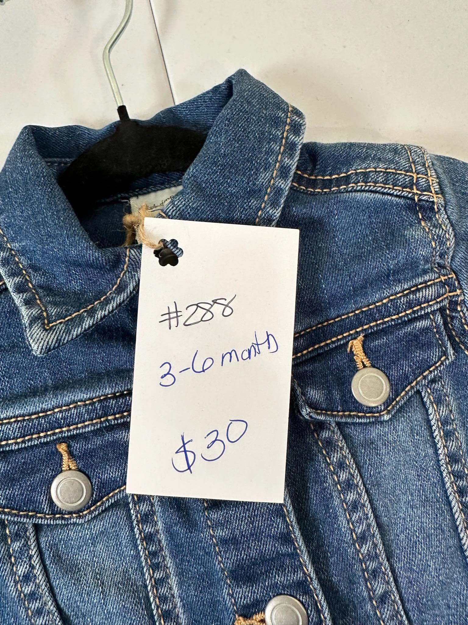 Upcycled Baby Denim Jacket (3–6 Months) – Handmade Bear Appliqué - Thumbnail 3