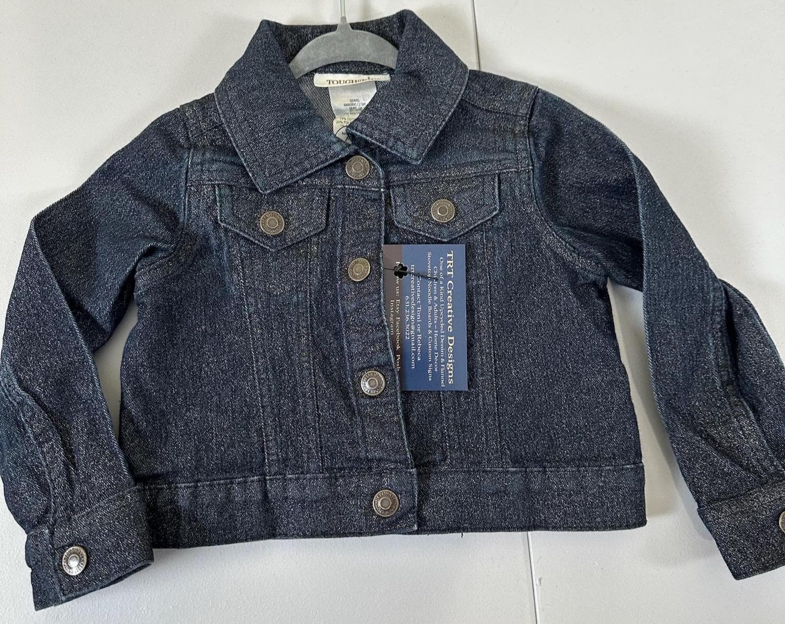 Handmade Easter Bunny Denim Jacket – Toddler Girl 2T, Spring Outfit - Thumbnail 2