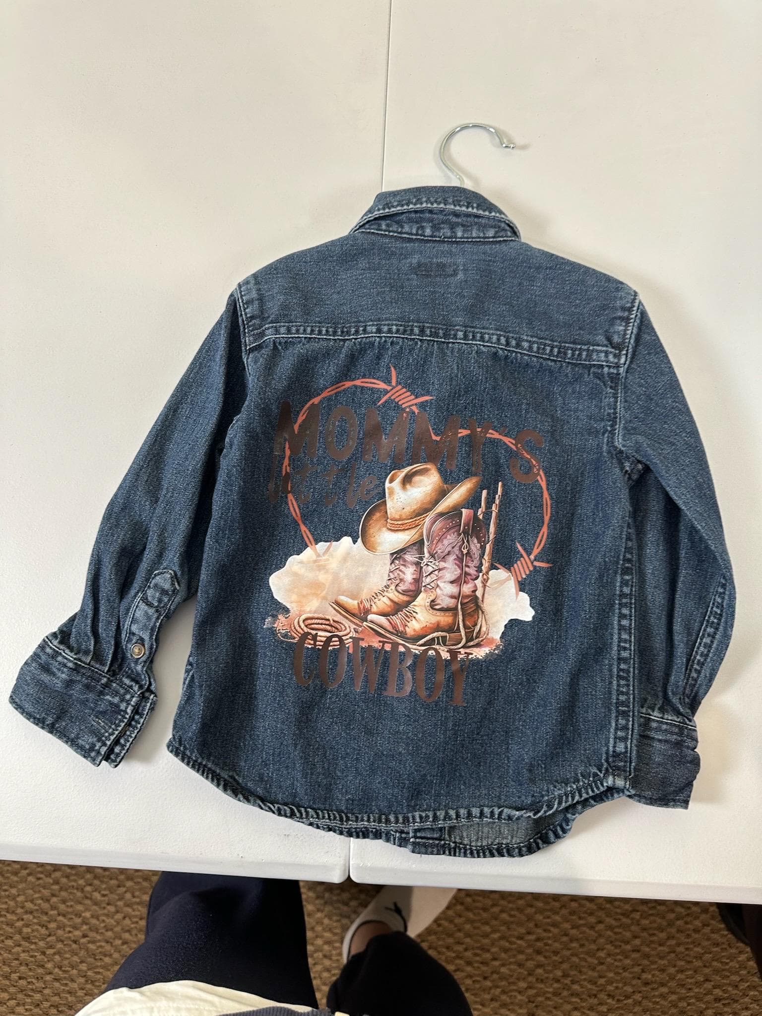 Kids Western Denim Jacket – Highland Cow, Cowgirl Outfit (2T Size)