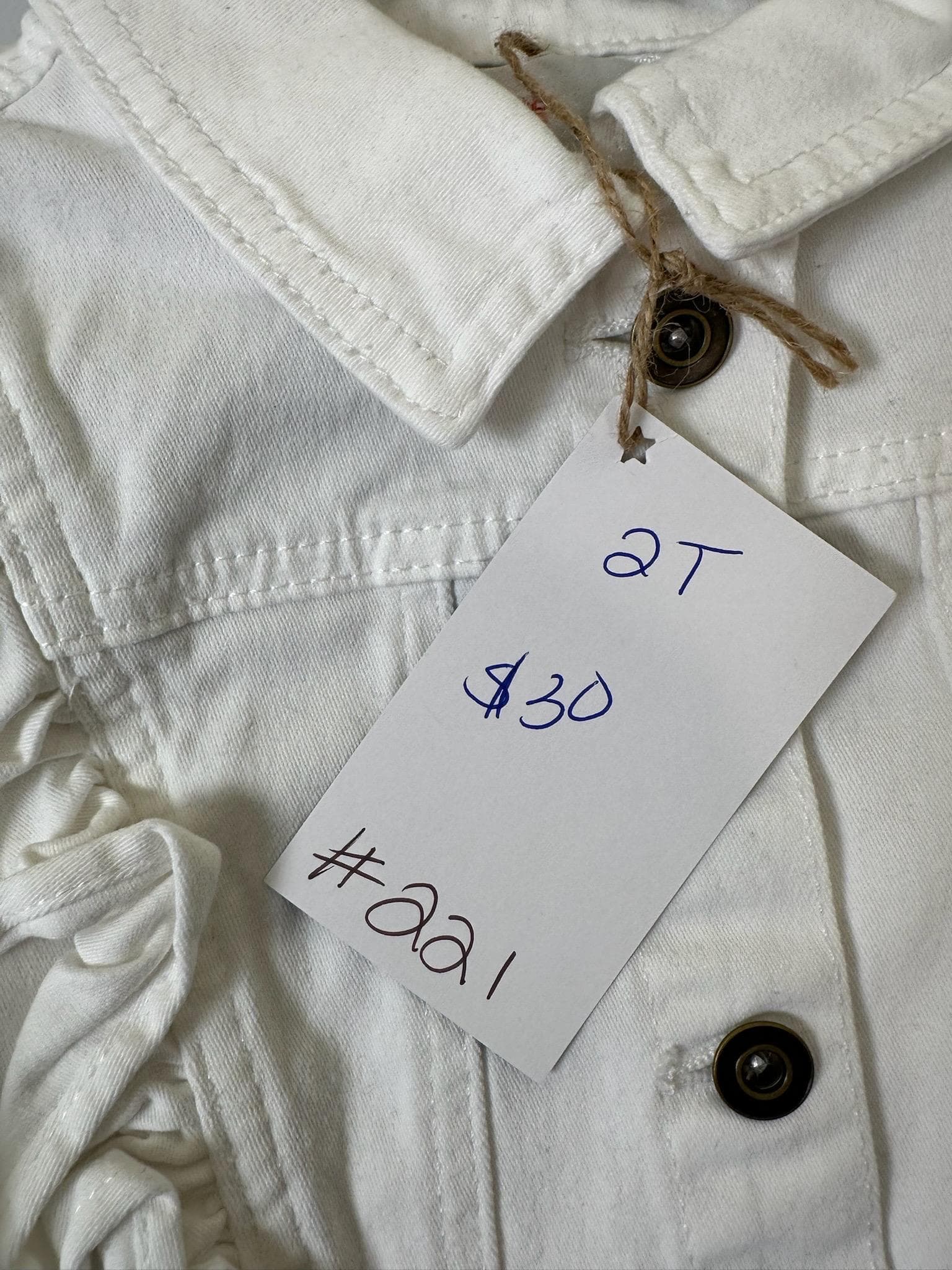 Toddler Girl White Ruffle Jacket – Chenille Fish Appliqué, Ocean Theme (Size 2T) - Thumbnail 3