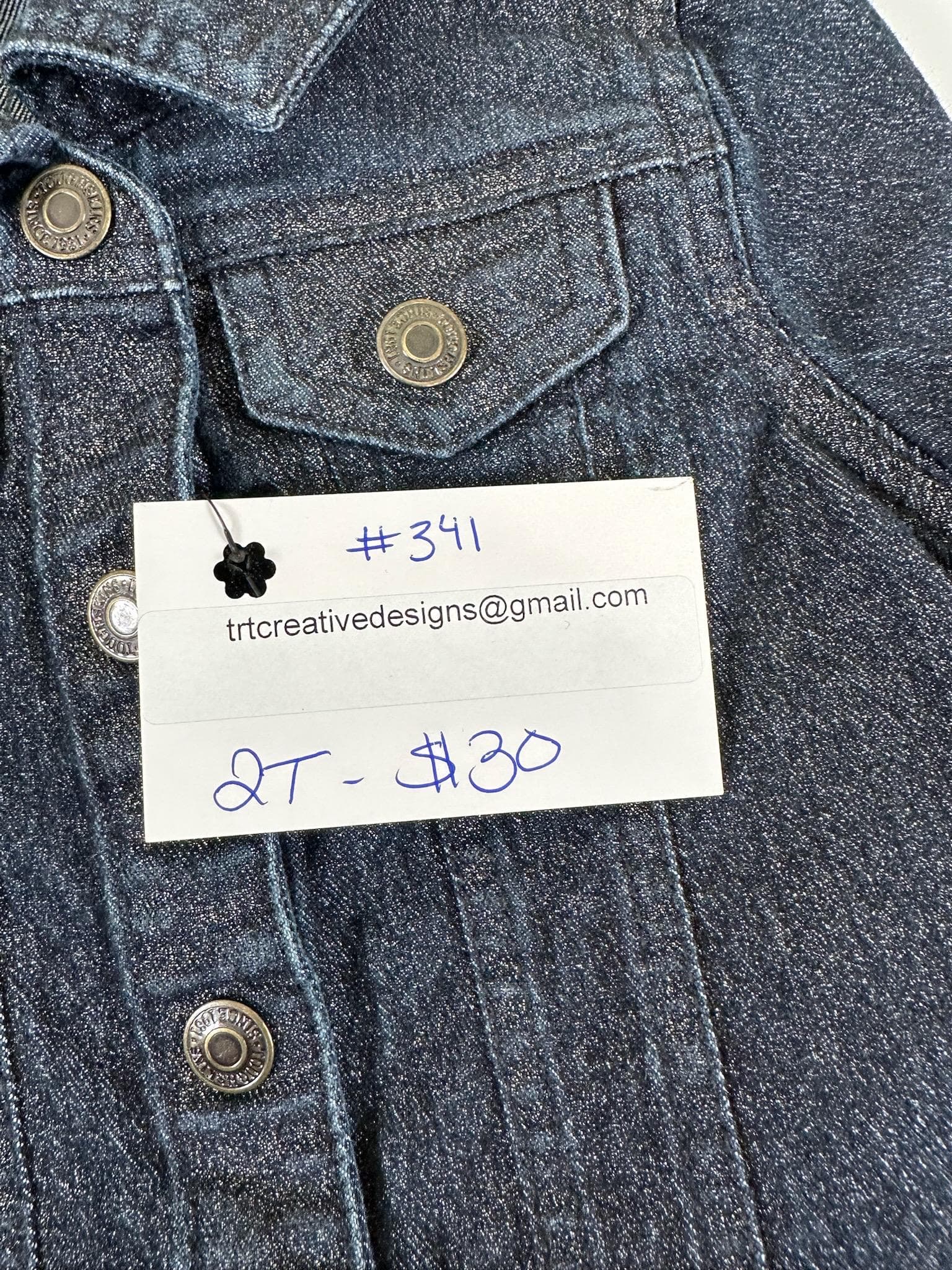 Handmade Easter Bunny Denim Jacket – Toddler Girl 2T, Spring Outfit - Thumbnail 3