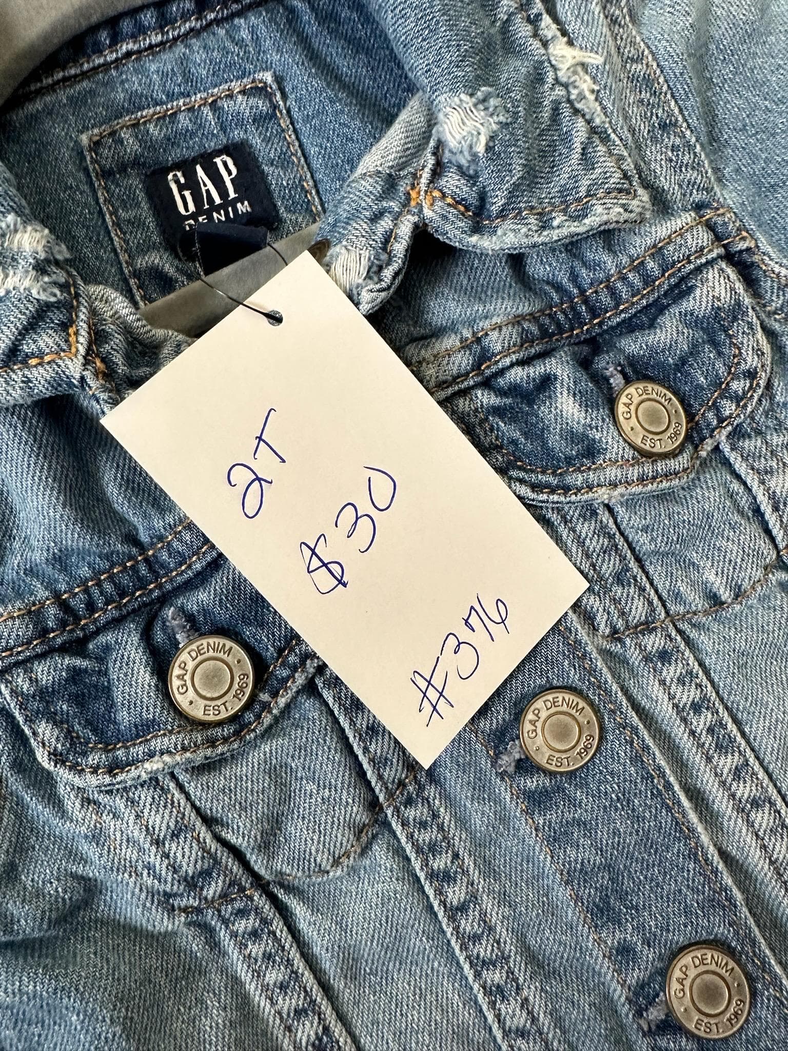 Upcycled Toddler Denim Jacket 2T – Mama’s Mini Leopard Appliqué - Thumbnail 3