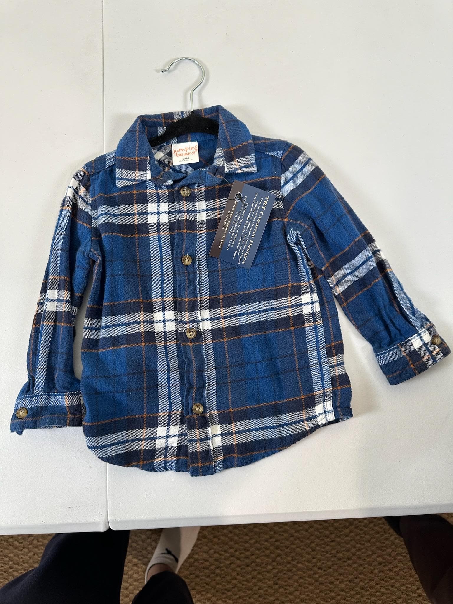 Upcycled Toddler Flannel Shirt – Size 24 Months | New York Mets Inspired | One of a Kind - Thumbnail 2