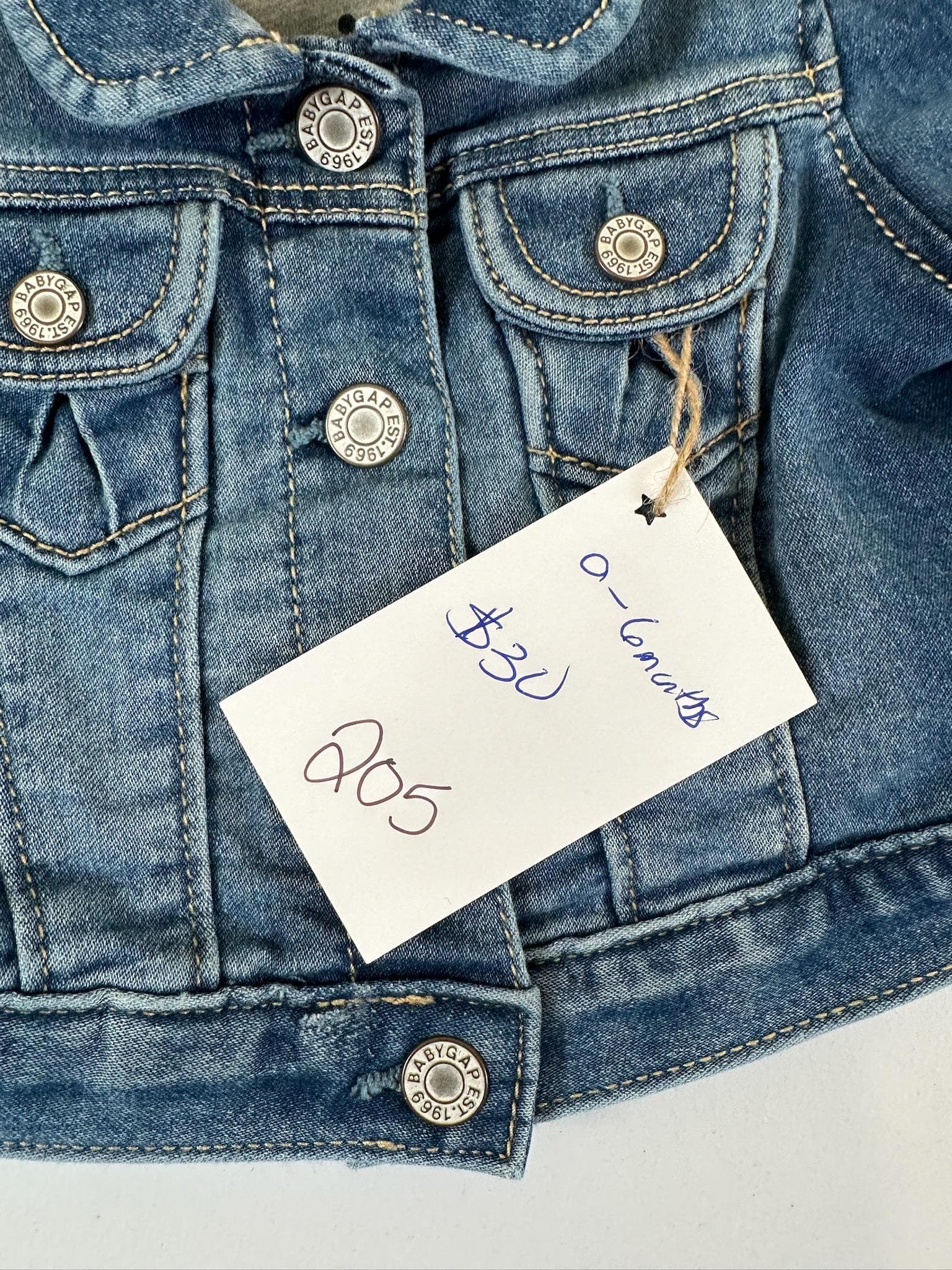 Upcycled Baby Gap Denim Jacket (0-6 Months) – Valentine Gnome Design - Thumbnail 3