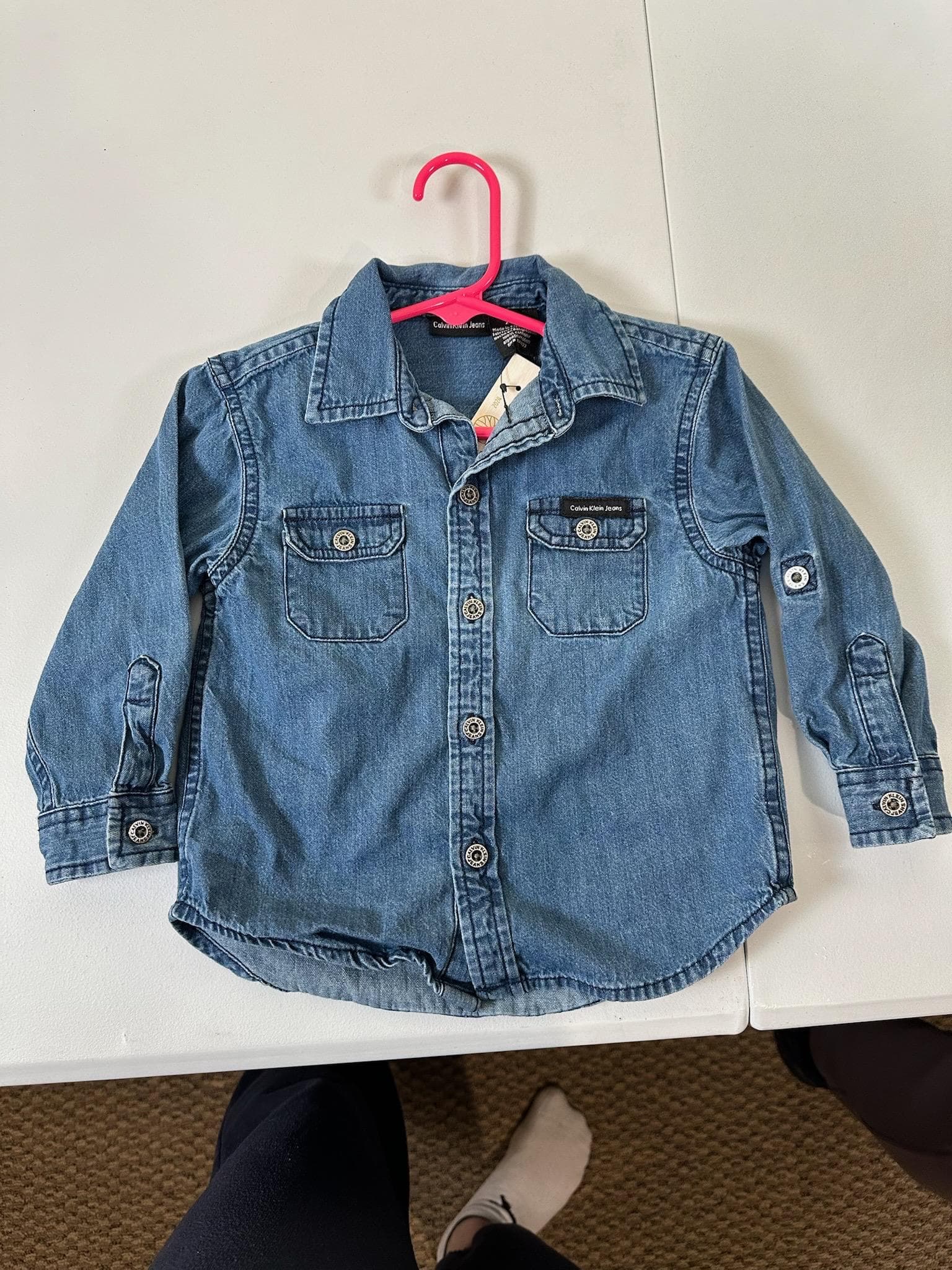 Upcycled Toddler Denim Jacket 24M – Dinosaur Appliqué | One of a Kind Kids Jean Jacket - Thumbnail 2